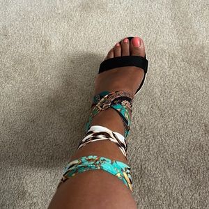 Black High Heel Wedge Espadrille